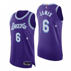 Los Angeles Lakers Lebron James # 6 2021-22 75th Anniversary Authentic Purple Maglia icon