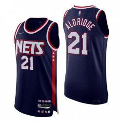 Brooklyn Nets Lamarcus Aldridge # 21 2021-22 75 ° anniversario Authentic Navy Maglia Città
