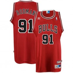 Chicago Bulls # 91 Dennis Rodman Rosso Swingman Maglia