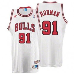 Dennis Rodman Chicago Bulls # 91 Home Bianco Soul Swingman Maglia
