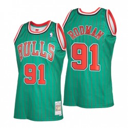 Chicago Bulls Dennis Rodman # 91 Mitchell& NESS Green 1995-96 Classici di legno duro Ricarica 2.0 Maglia