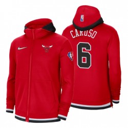 Chicago Bulls no.6 Alex Caruso 75th Anniversary Performance Showtime Rosso Hoodie Full-Zip