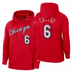 2021-22 Chicago Bulls Alex Caruso City Edition Pullover Felpa con cappuccio Rosso