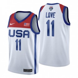Squadra USA 2021 Tokyo Olimpiadi Basket # 11 Kevin Love Bianco Maglia