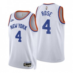New York Knicks Derrick Rose # 4 2021-22 75th Anniversary Classic Edition Anno Zero Bianco Maglia