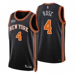 2021-22 New York Knicks Derrick Rose # 4 città 75 ° anniversario Nero Maglia