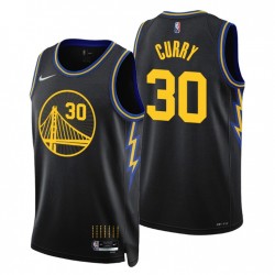 Golden State Warriors Stephen Curry # 30 2021-22 City Edition Nero Maglia Celebrando NBA 75th