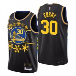 Golden State Warriors 2021 NBA 75th Christmas Stephen Curry # 30 Nero Maglia