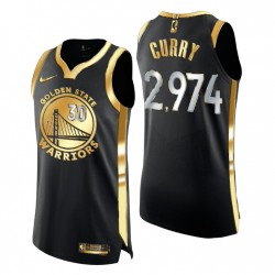 Golden State Warriors Stephen Curry No. 30 2974th 3-Point King Nero Gntold Glold Maglia