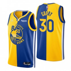 Golden State Warriors Split Edition Stephen Curry No. 30 Gold Royal Swingman Maglia