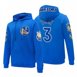 Golden State Warriors no.3 Giordania Poole Chenille Pullover Hoodie Royal