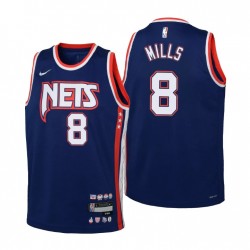 2021-22 Brooklyn Nets Patty Mills # 8 75th Anniversary Navy Giovani Maglia City