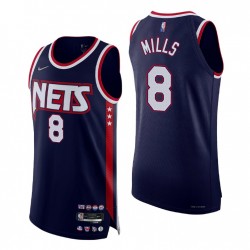 Brooklyn Nets Patty Mills # 8 2021-22 75 ° anniversario Authentic Navy Maglia Città
