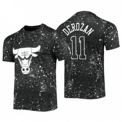Chicago Bulls # 11 Demar Derozan Splatter Stampa Nero T-shirt
