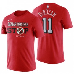 Chicago Bulls # 11 Demar Derozan Stop Fight Covid-19 T-shirt Rosso