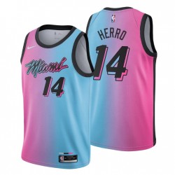2020-21 Miami Heat Swingman Maglia Tyler Herro No. 14 City Edition Blue Pink