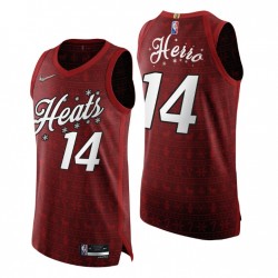 2021 NBA 75th Christmas Miami Heat Tyler Herro # 14 Rosso Authentic Maglia