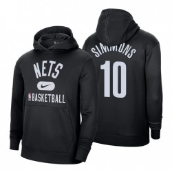 Brooklyn Nets no.10 Ben Simmons Spotlight Practice Practice PULOVER Felpa con cappuccio Nero