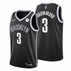 Brooklyn Nets # 3 Andre Drummond Swingman Nero Maglia Icon Edition