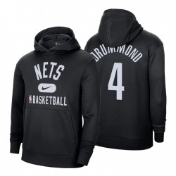 Brooklyn Nets no.4 Andre Drummond Spotlight Practory Practice Hoodie Felpa con cappuccio Nero