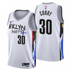 2022-23 Brooklyn Nets # 30 Seth Curry City Edition Bianco Maglia