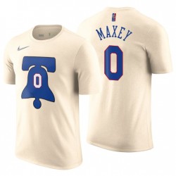 2020-21 76ers Guadagna edizione # 0 T-shirt in panna Tyrese Maxey