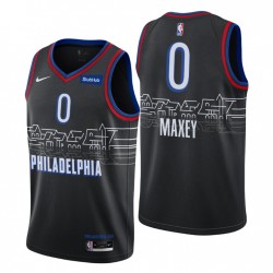 Philadelphia 76ers City Edition Tyrese Maxey No. 0 Nero Swingman Maglia