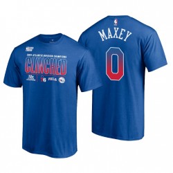 Philadelphia 76ers # 0 Tyrese Maxey 2021 Division Champions Locker Room Royal T-Shirt