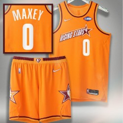 Team degno Philadelphia 76ers Tyrese Maxey 2022 NBA Aumento stelle Arancione Maglia