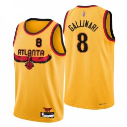 2021-22 Atlanta Hawks Danilo Gallinari # 8 Città 75 ° anniversario Gold Gold Maglia