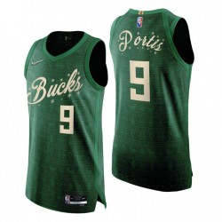 2021 NBA 75th Christmas Milwaukee Bucks Bobby Portis #9 Green Authentic Maglia