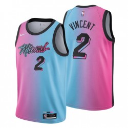 2020-21 Miami Heat Swingman Maglia Gabe Vincent No. 2 City Edition Blue Pink