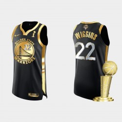 2021-22 NBA Finals Champs Andrew Wiggins #22 Nero Gold autentico Golden Nero Gold Maglia