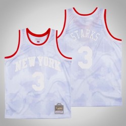 Uomo New York Knicks John Starks & 3 White cielo nuvoloso 1991-1992 Maglia