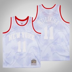 Uomo New York Knicks Frank Ntilikina & 11 White cielo nuvoloso 1991-1992 Maglia